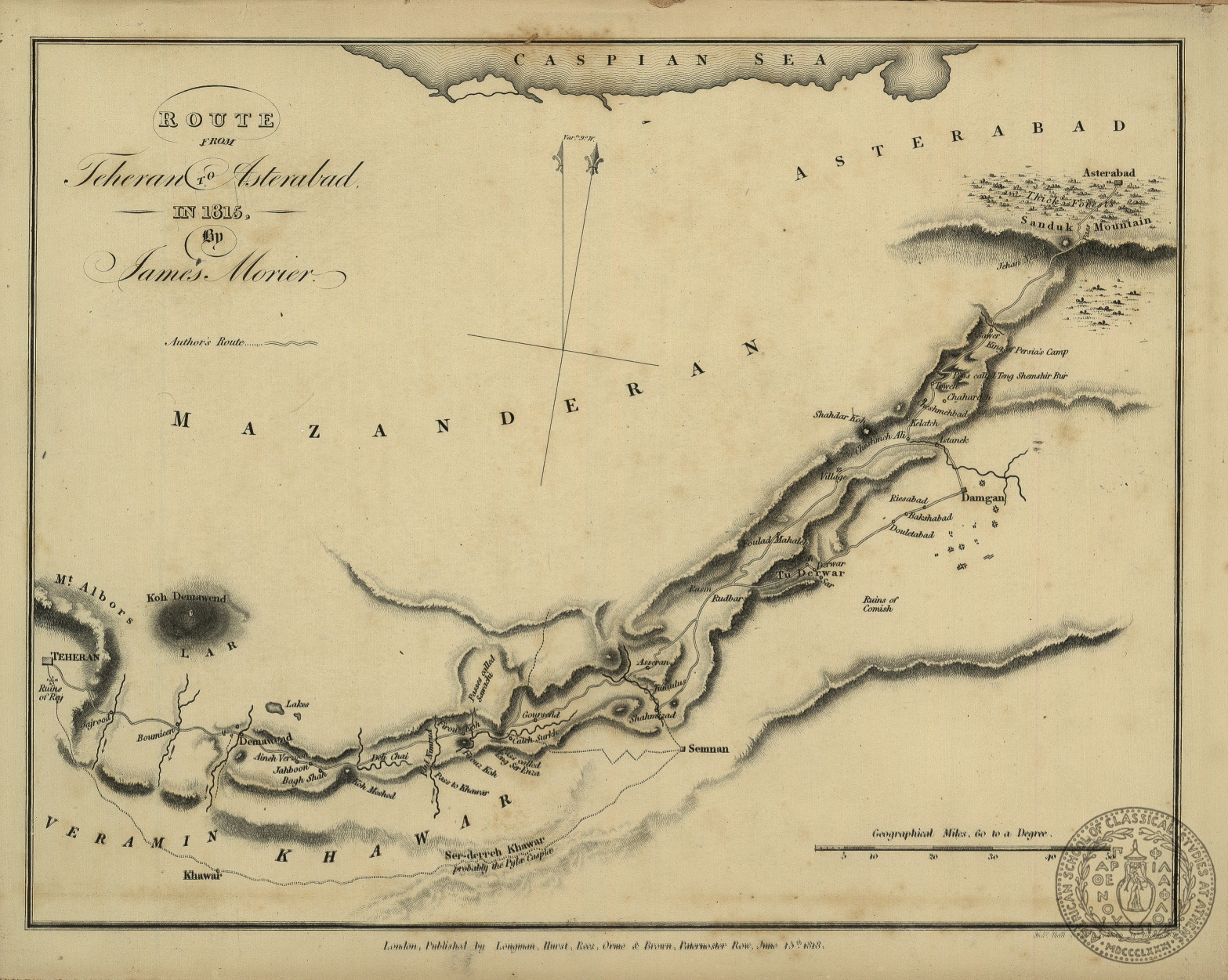 Route from Teheran to Asterabad in 1815